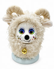 K Bao M20 Mini AI companion robot, cream ram style on a white background